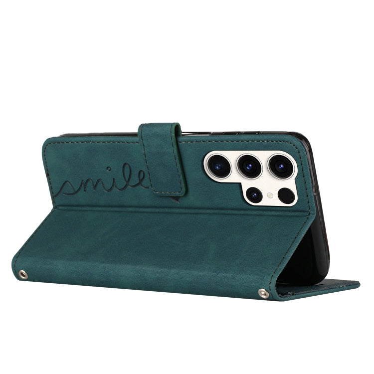 Skin Feel Heart Embossed Leather Phone Case with Long Lanyard