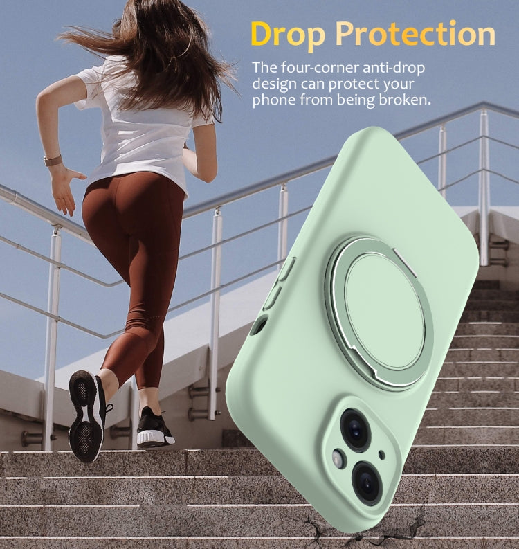 Liquid Silicone MagSafe Phone Case with Rotating Holder, For iPhone 15, For iPhone 14 Plus, For iPhone 14, For iPhone 14 Pro