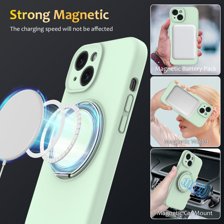 Liquid Silicone MagSafe Phone Case with Rotating Holder, For iPhone 15, For iPhone 14 Plus, For iPhone 14, For iPhone 14 Pro