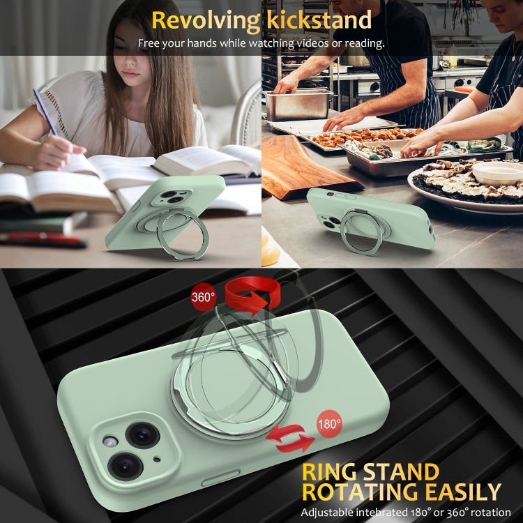 Liquid Silicone MagSafe Phone Case with Rotating Holder, For iPhone 15, For iPhone 14 Plus, For iPhone 14, For iPhone 14 Pro
