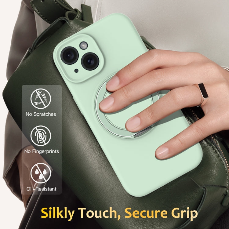 Liquid Silicone MagSafe Phone Case with Rotating Holder, For iPhone 15, For iPhone 14 Plus, For iPhone 14, For iPhone 14 Pro