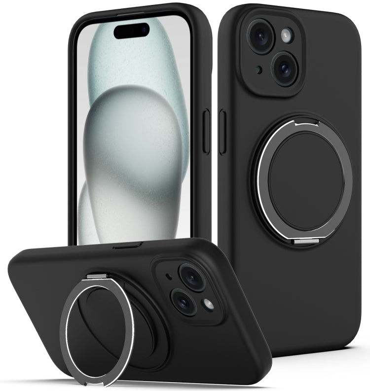 Liquid Silicone MagSafe Phone Case with Rotating Holder, For iPhone 15, For iPhone 14 Plus, For iPhone 14, For iPhone 14 Pro