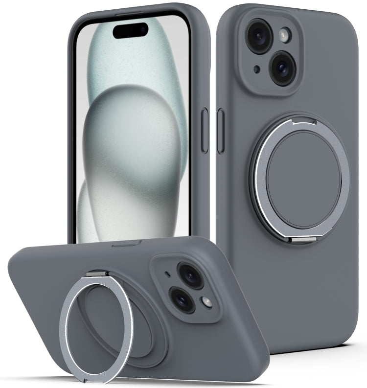 Liquid Silicone MagSafe Phone Case with Rotating Holder, For iPhone 15, For iPhone 14 Plus, For iPhone 14, For iPhone 14 Pro