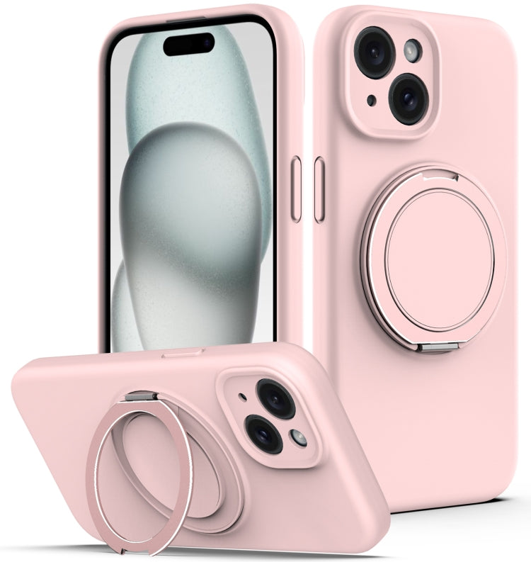 Liquid Silicone MagSafe Phone Case with Rotating Holder, For iPhone 15, For iPhone 14 Plus, For iPhone 14, For iPhone 14 Pro