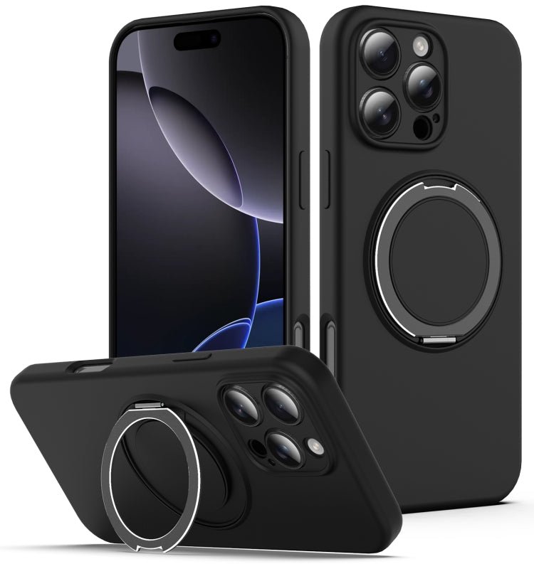 Liquid Silicone MagSafe Phone Case with Rotating Holder, For iPhone 15, For iPhone 14 Plus, For iPhone 14, For iPhone 14 Pro