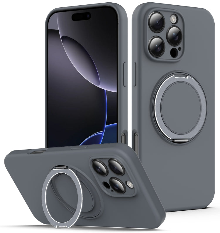 Liquid Silicone MagSafe Phone Case with Rotating Holder, For iPhone 15, For iPhone 14 Plus, For iPhone 14, For iPhone 14 Pro