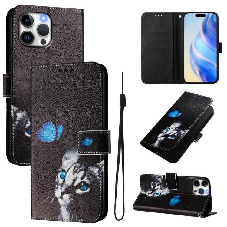 Art Colored Drawing Pattern Leather Phone Case, For iPhone 13 Pro
