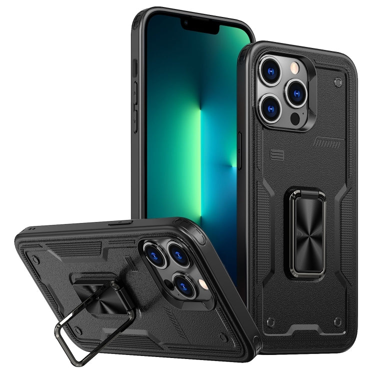 Ring Holder PC Hybrid TPU Phone Case, For iPhone 13 Pro Max, For iPhone 13 Pro, For iPhone 13