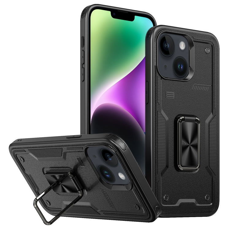 Ring Holder PC Hybrid TPU Phone Case, For iPhone 15 Plus, For iPhone 15, For iPhone 14 Plus