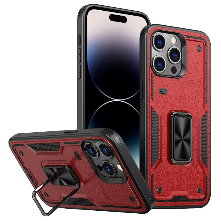 Ring Holder PC Hybrid TPU Phone Case, For iPhone 14, For iPhone 14 Pro, For iPhone 14 Pro Max