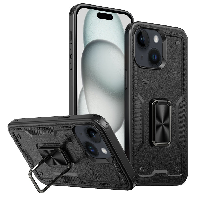 Ring Holder PC Hybrid TPU Phone Case, For iPhone 15 Plus, For iPhone 15, For iPhone 14 Plus
