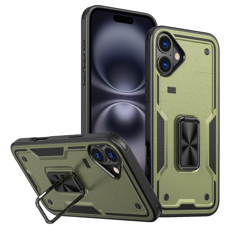 Ring Holder PC Hybrid TPU Phone Case, For iPhone 16 Pro Max, For iPhone 16 Pro, For iPhone 16 Plus
