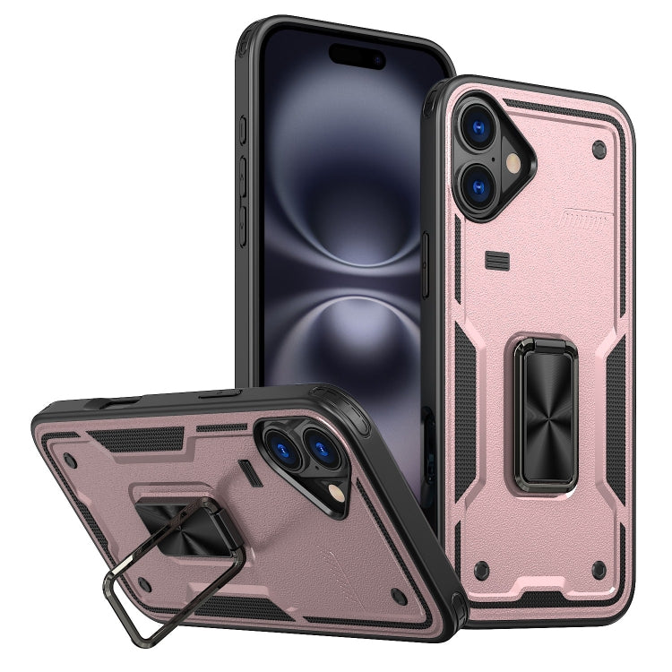 Ring Holder PC Hybrid TPU Phone Case, For iPhone 16 Pro Max, For iPhone 16 Pro, For iPhone 16 Plus