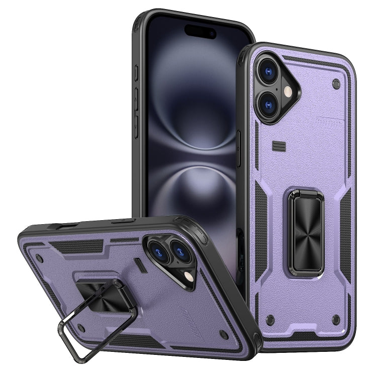 Ring Holder PC Hybrid TPU Phone Case, For iPhone 16 Pro Max, For iPhone 16 Pro, For iPhone 16 Plus