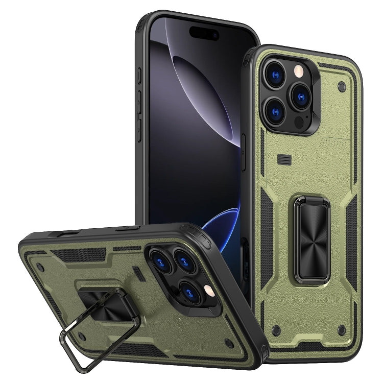 Ring Holder PC Hybrid TPU Phone Case, For iPhone 16 Pro Max, For iPhone 16 Pro, For iPhone 16 Plus