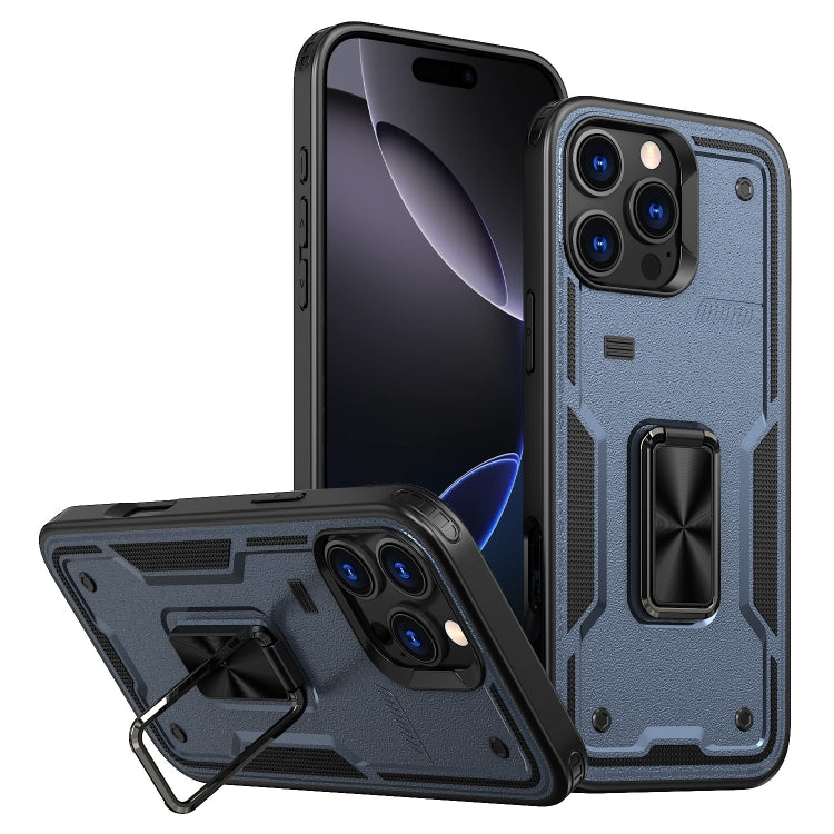 Ring Holder PC Hybrid TPU Phone Case, For iPhone 16 Pro Max, For iPhone 16 Pro, For iPhone 16 Plus