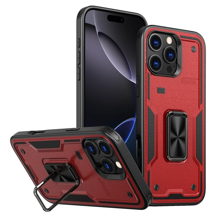Ring Holder PC Hybrid TPU Phone Case, For iPhone 16 Pro Max, For iPhone 16 Pro, For iPhone 16 Plus
