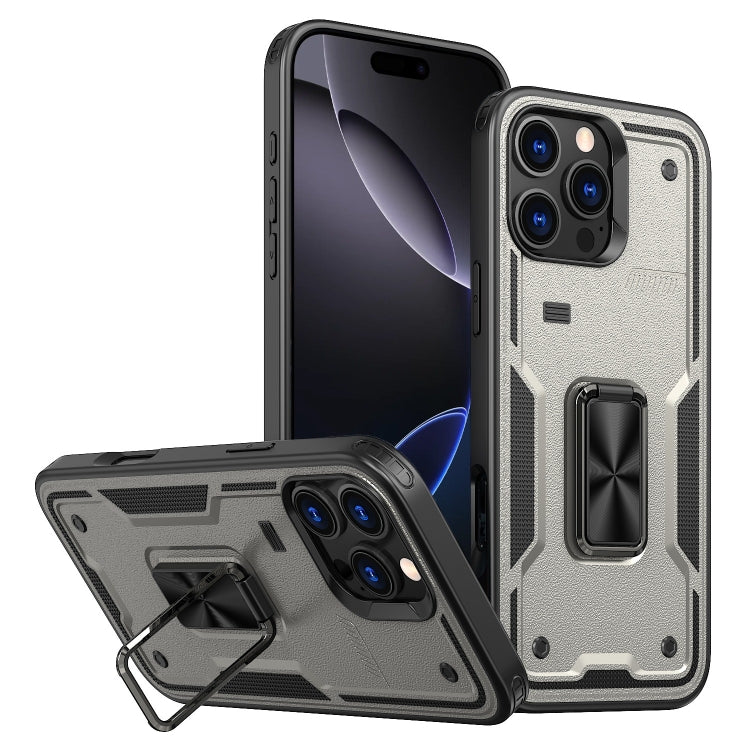 Ring Holder PC Hybrid TPU Phone Case, For iPhone 16 Pro Max, For iPhone 16 Pro, For iPhone 16 Plus