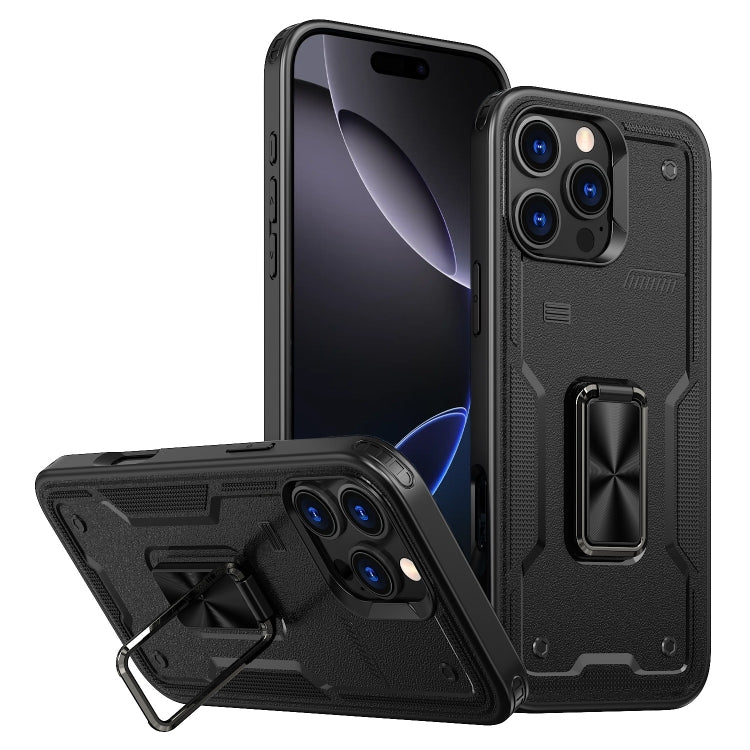 Ring Holder PC Hybrid TPU Phone Case, For iPhone 16 Pro Max, For iPhone 16 Pro, For iPhone 16 Plus