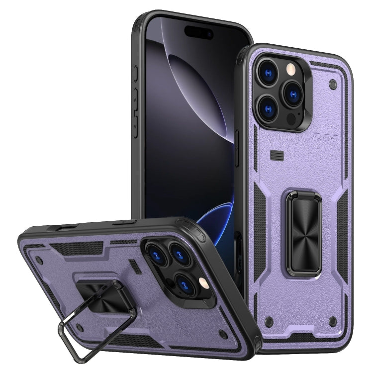 Ring Holder PC Hybrid TPU Phone Case, For iPhone 16 Pro Max, For iPhone 16 Pro, For iPhone 16 Plus