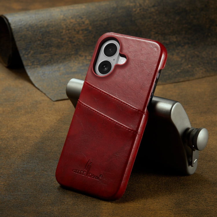 Fierre Shann Retro Oil Wax Texture Card Slots PU Leather Phone Case
