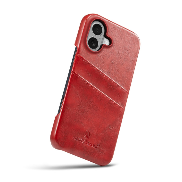 Fierre Shann Retro Oil Wax Texture Card Slots PU Leather Phone Case