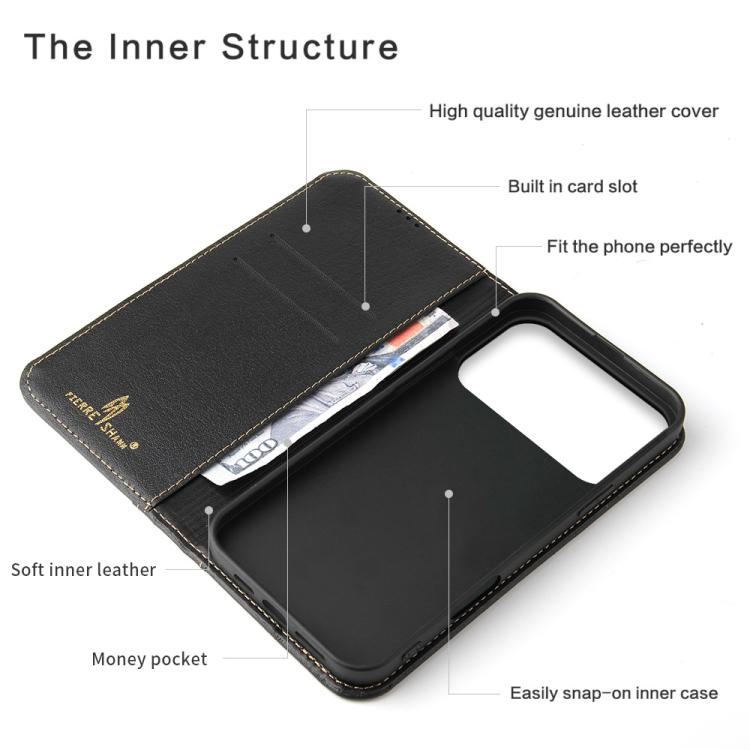 Fierre Shann Cowhide Leather Flip Leather Phone Case