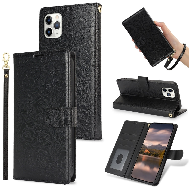 Peony Flowers Imprint Leather Phone Case, For iPhone 11 Pro, For iPhone X / XS, For iPhone XR, For iPhone XS Max