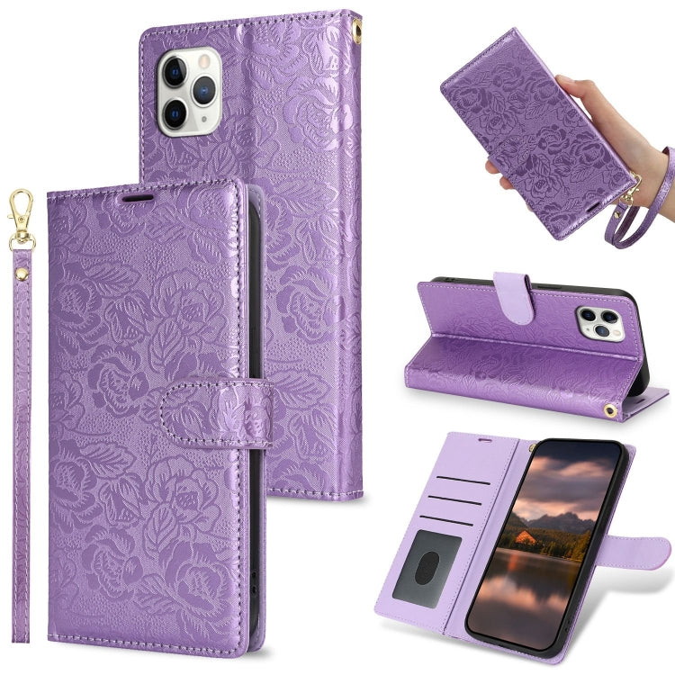 Peony Flowers Imprint Leather Phone Case, For iPhone 11 Pro, For iPhone X / XS, For iPhone XR, For iPhone XS Max