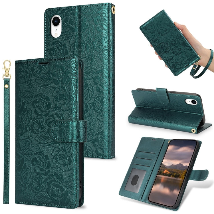 Peony Flowers Imprint Leather Phone Case, For iPhone 11 Pro, For iPhone X / XS, For iPhone XR, For iPhone XS Max