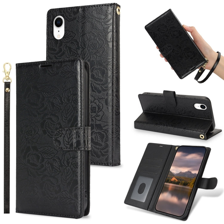 Peony Flowers Imprint Leather Phone Case, For iPhone 11 Pro, For iPhone X / XS, For iPhone XR, For iPhone XS Max