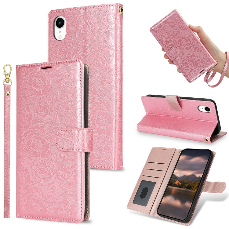 Peony Flowers Imprint Leather Phone Case, For iPhone 11 Pro, For iPhone X / XS, For iPhone XR, For iPhone XS Max