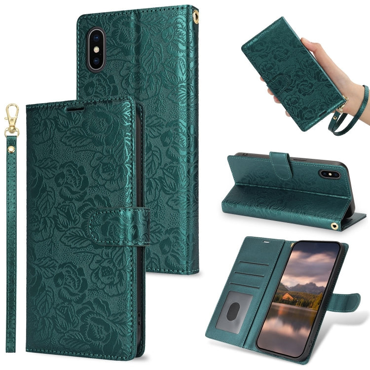 Peony Flowers Imprint Leather Phone Case, For iPhone 11 Pro, For iPhone X / XS, For iPhone XR, For iPhone XS Max
