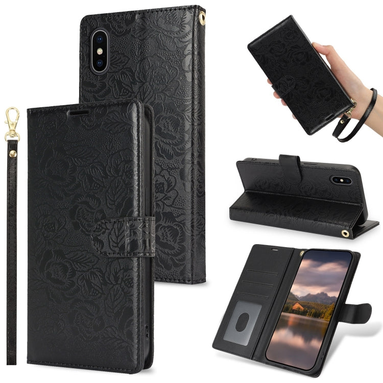 Peony Flowers Imprint Leather Phone Case, For iPhone 11 Pro, For iPhone X / XS, For iPhone XR, For iPhone XS Max