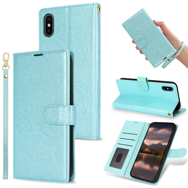 Peony Flowers Imprint Leather Phone Case, For iPhone 11 Pro, For iPhone X / XS, For iPhone XR, For iPhone XS Max