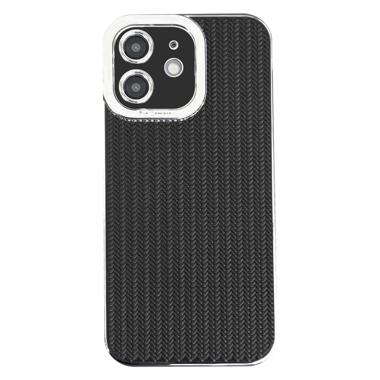 Electroplated Silver Edge Grain Texture TPU Phone Case, For iPhone 13 Pro Max, For iPhone 13 Pro, For iPhone 13, For iPhone 12