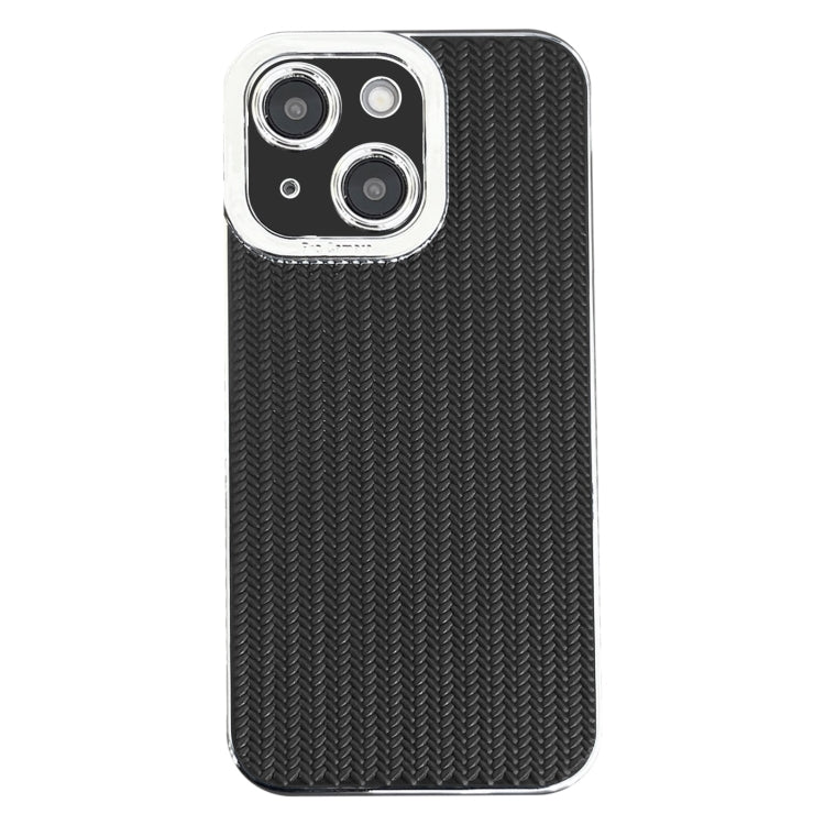 Electroplated Silver Edge Grain Texture TPU Phone Case, For iPhone 15 Pro Max, For iPhone 15 Pro, For iPhone 15 Plus, For iPhone 15