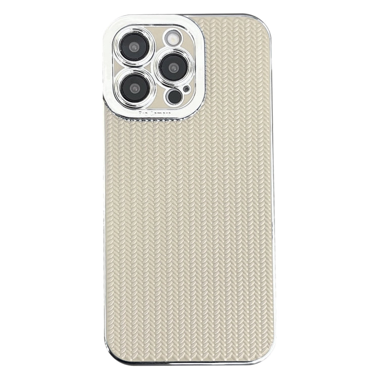 Electroplated Silver Edge Grain Texture TPU Phone Case, For iPhone 15 Pro Max, For iPhone 15 Pro, For iPhone 15 Plus, For iPhone 15