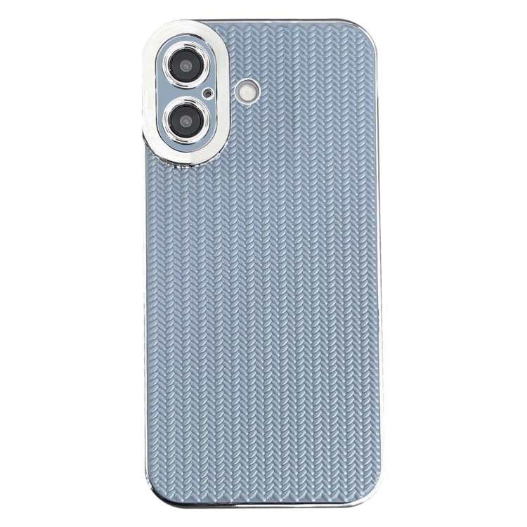 Electroplated Silver Edge Grain Texture TPU Phone Case, For iPhone 16 Pro Max, For iPhone 16 Pro, For iPhone 16 Plus, For iPhone 16