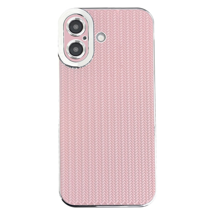 Electroplated Silver Edge Grain Texture TPU Phone Case, For iPhone 16 Pro Max, For iPhone 16 Pro, For iPhone 16 Plus, For iPhone 16