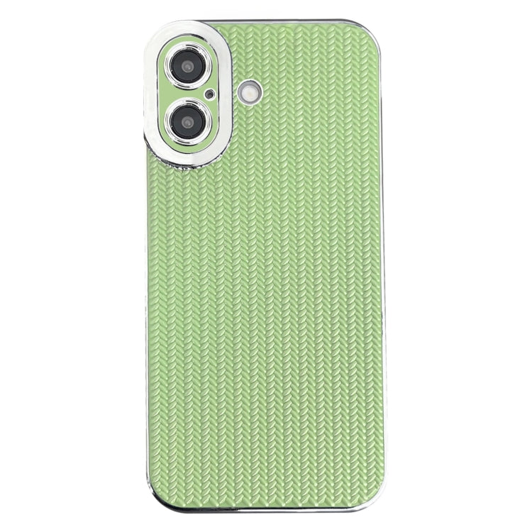 Electroplated Silver Edge Grain Texture TPU Phone Case, For iPhone 16 Pro Max, For iPhone 16 Pro, For iPhone 16 Plus, For iPhone 16