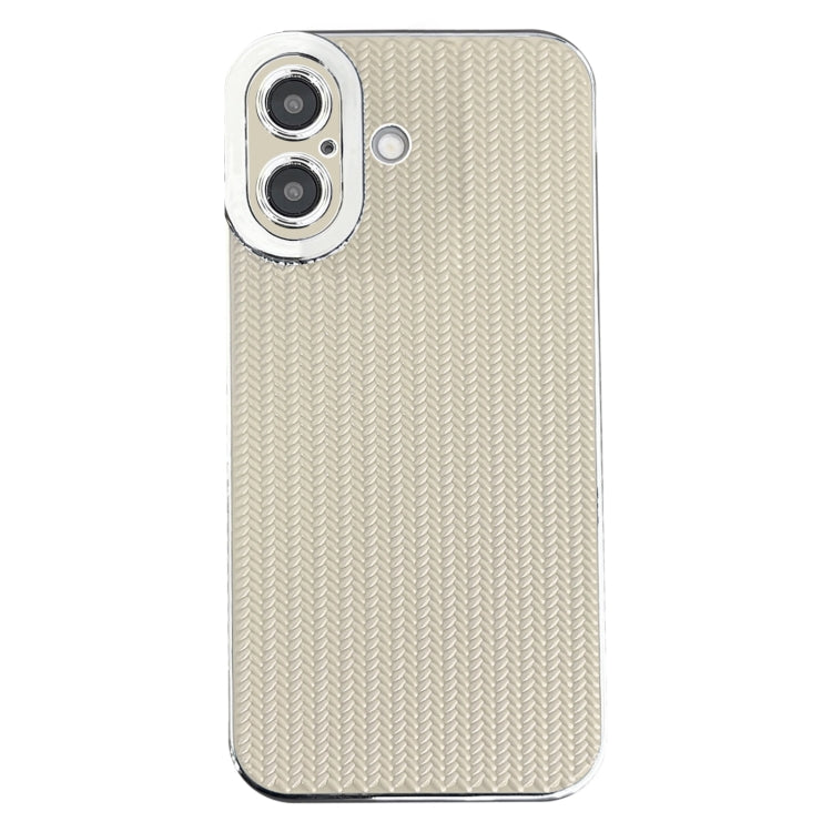 Electroplated Silver Edge Grain Texture TPU Phone Case, For iPhone 16 Pro Max, For iPhone 16 Pro, For iPhone 16 Plus, For iPhone 16