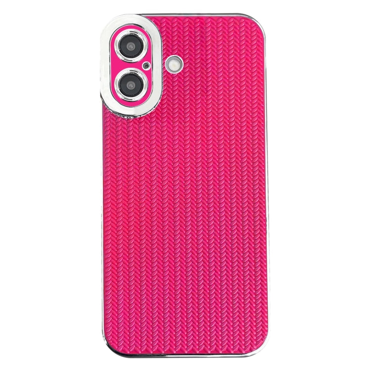 Electroplated Silver Edge Grain Texture TPU Phone Case, For iPhone 16 Pro Max, For iPhone 16 Pro, For iPhone 16 Plus, For iPhone 16