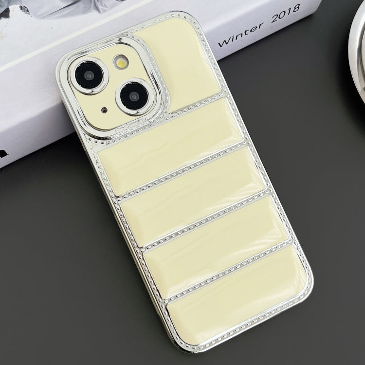 Electroplated Silver Edge Eiderdown TPU Phone Case, For iPhone 15 Plus, For iPhone 15, For iPhone 14 Plus