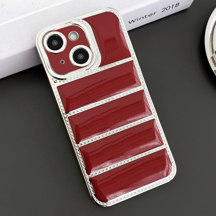 Electroplated Silver Edge Eiderdown TPU Phone Case, For iPhone 15 Plus, For iPhone 15, For iPhone 14 Plus