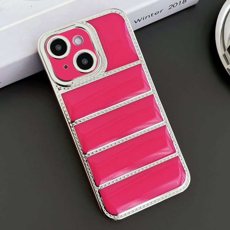 Electroplated Silver Edge Eiderdown TPU Phone Case, For iPhone 15 Plus, For iPhone 15, For iPhone 14 Plus