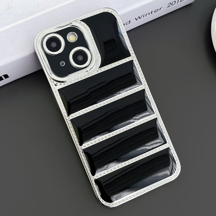 Electroplated Silver Edge Eiderdown TPU Phone Case, For iPhone 15 Plus, For iPhone 15, For iPhone 14 Plus