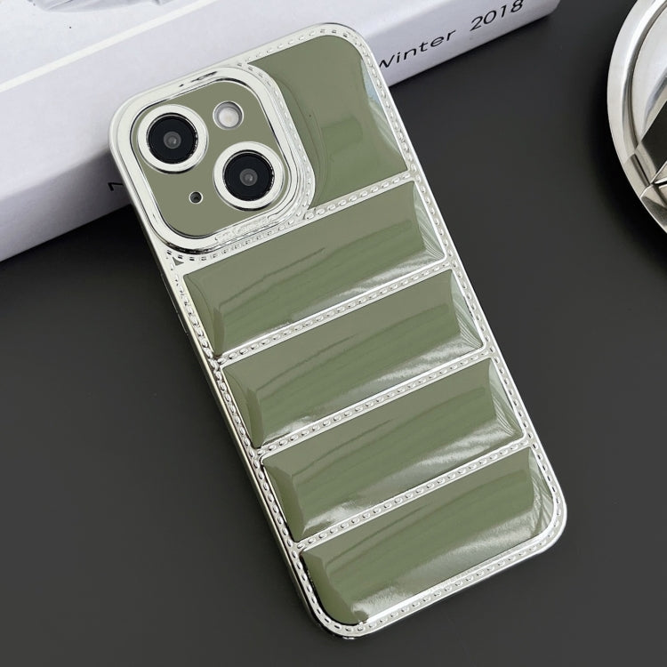 Electroplated Silver Edge Eiderdown TPU Phone Case, For iPhone 15 Plus, For iPhone 15, For iPhone 14 Plus