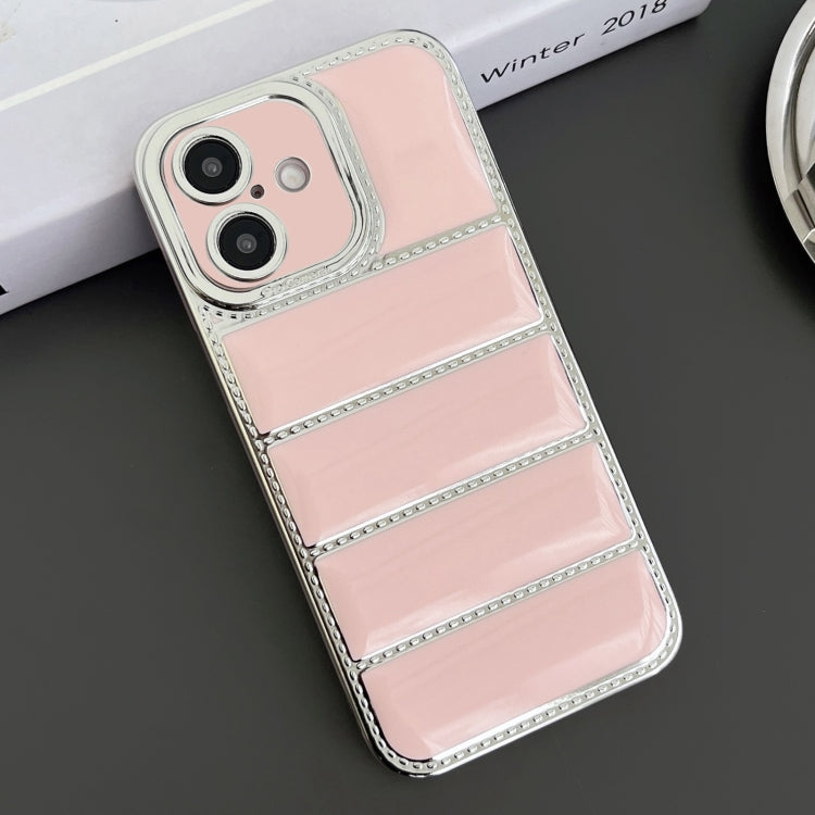 Electroplated Silver Edge Eiderdown TPU Phone Case, For iPhone 16 Pro Max, For iPhone 16 Pro, For iPhone 16 Plus