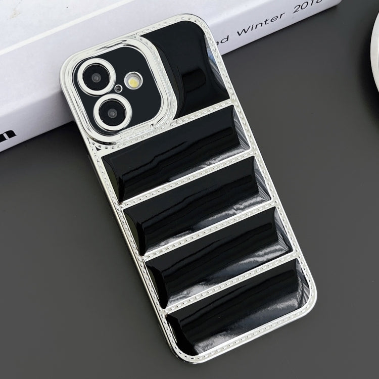 Electroplated Silver Edge Eiderdown TPU Phone Case, For iPhone 16 Pro Max, For iPhone 16 Pro, For iPhone 16 Plus